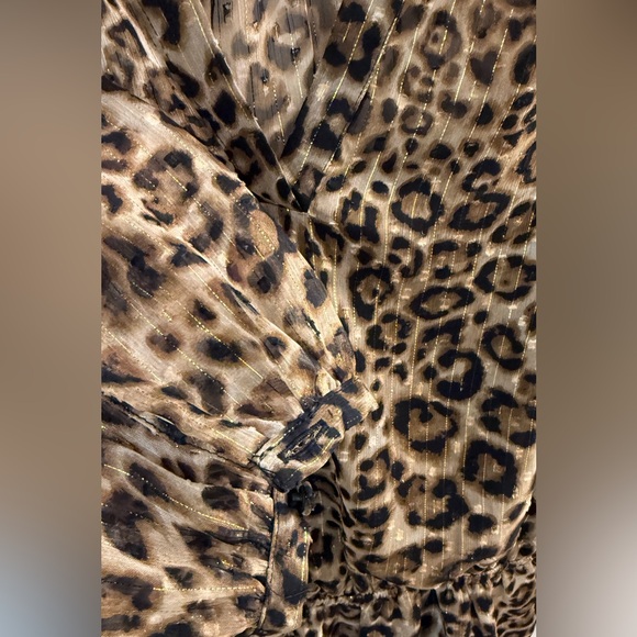 White House Black Market Leopard & Gold Lurex Mini Dress - Picture 4 of 11